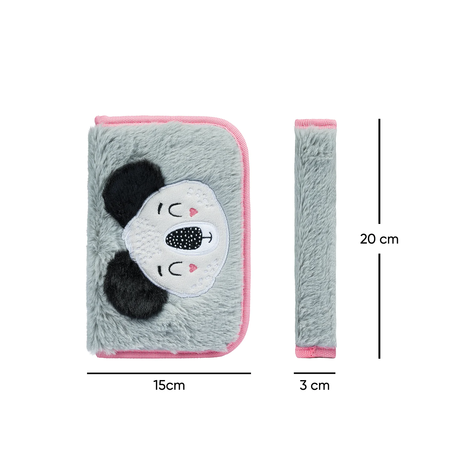 Baagl školský peračník jednoposchodový Baby Koala sivý, plyšový motív koala