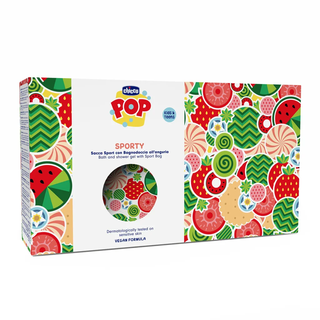 CHICCO Kúpeľový a sprchový gél POP so športovým vreckom Bubbly Watermelon 300ml 300 ml