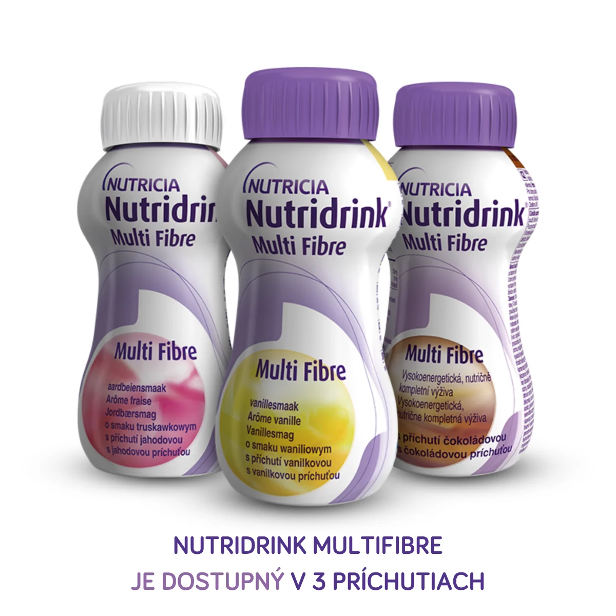 Nutridrink Multi Fibre jahodová príchuť 4×200 ml, nápoj na medicínske účely