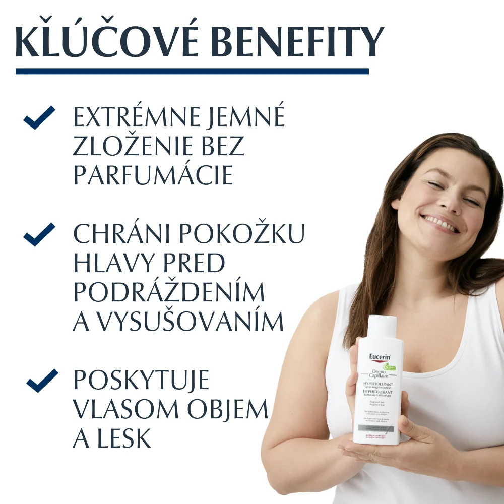 Eucerin DermoCapillaire Hypertolerantný šampón 1×250 ml, na citlivú a alergickú pokožku
