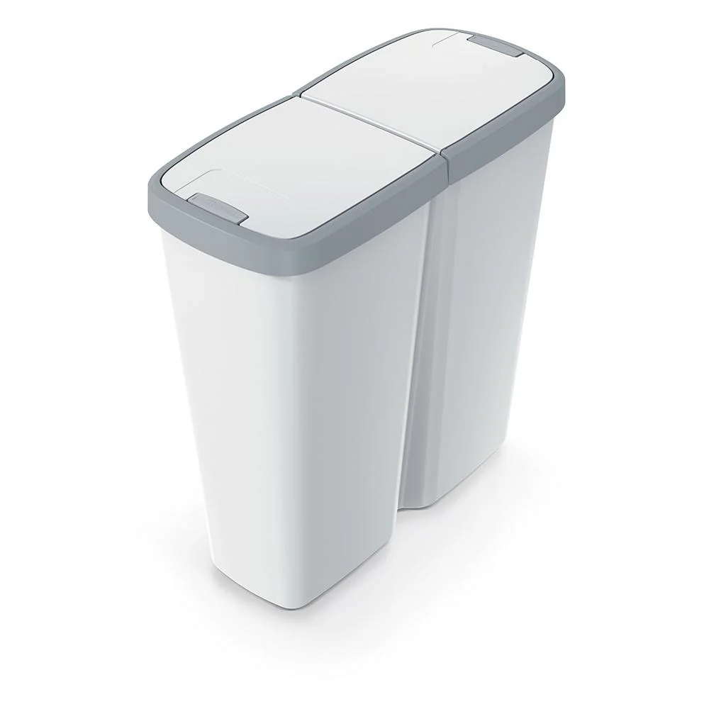 Odpadkový kôš Prosperplast COMPACTA Q DUO, 50 l popolavá so svetlo šedým vekom NDAB50-429U/427C