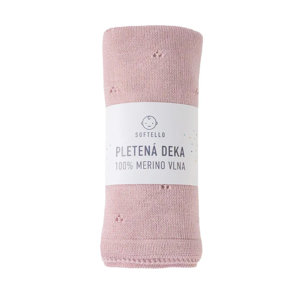 Pletená merino deka SOFTELLO - SAPO tmavoružová