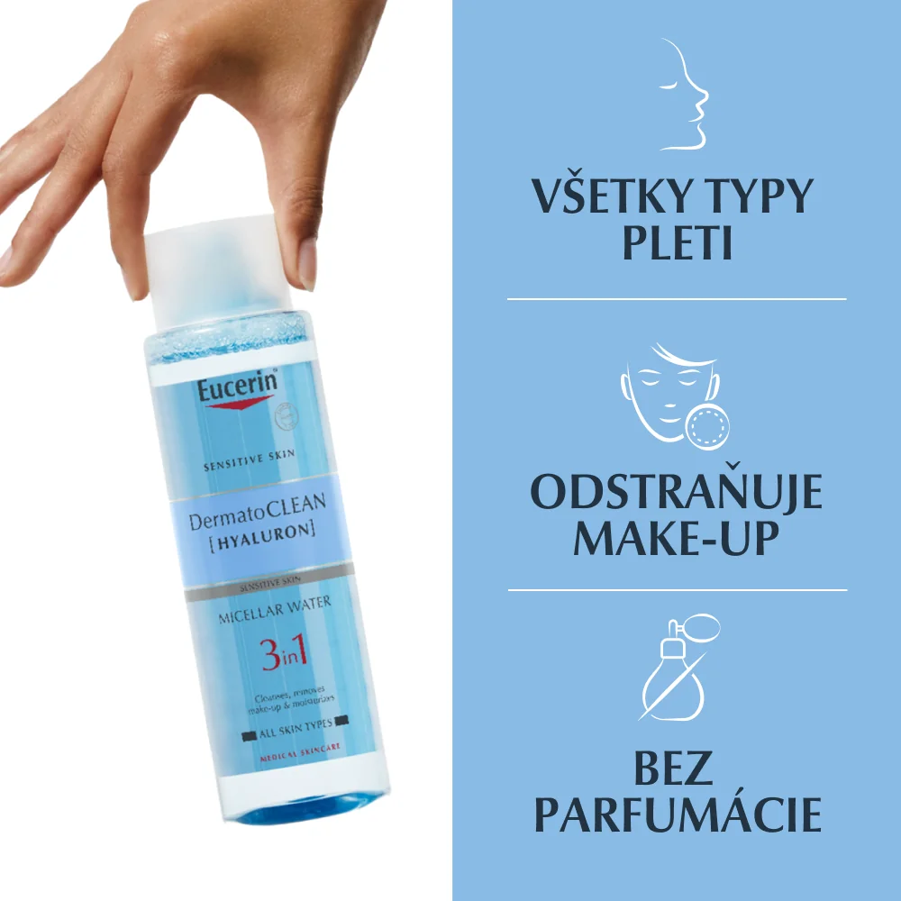 Eucerin DermatoCLEAN HYALURON Micelárna VODA 3v1 1×400 ml, citlivá pleť