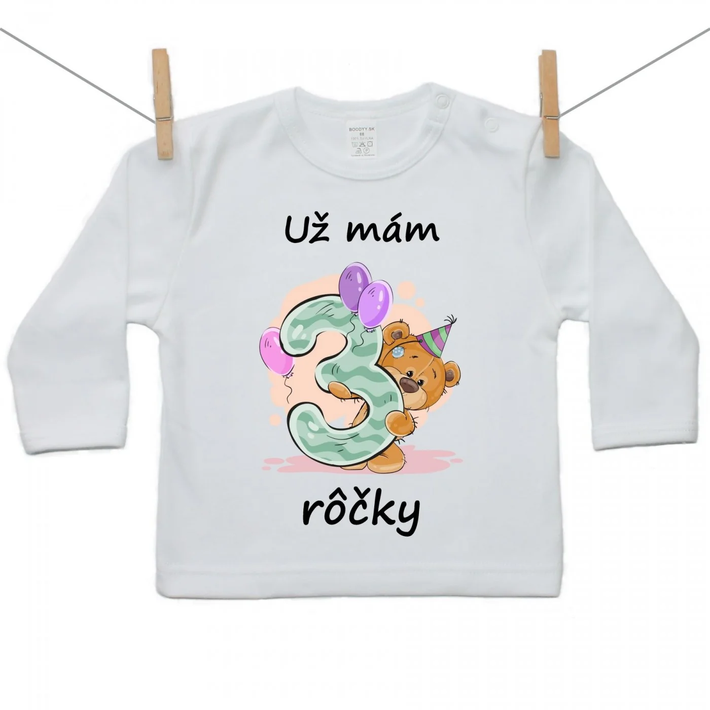 Boodyy Tričko s dlhým rukávom Už mám 3 rôčky Veľkosť: 122
