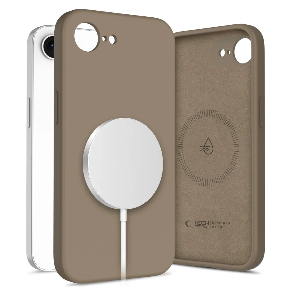 Tech-Protect Liquid Silicone MagSafe kryt na iPhone 16e, hnedý