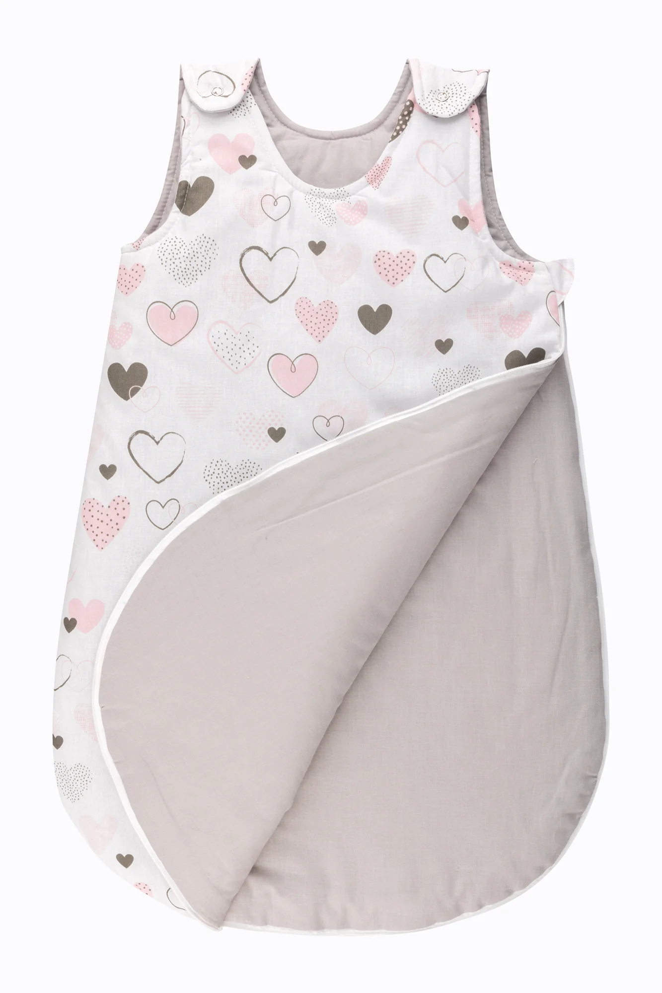 Bomimi spací vak 75 cm (3–12 m) srdcia sivý, TOG 2,5 