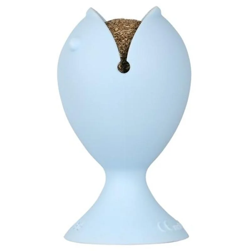 EBI PETIT PUFFI modrá hračka pre mačky s catnip guľou alebo držiak na pochúťky v jednom 9,5x5,5x5,5cm