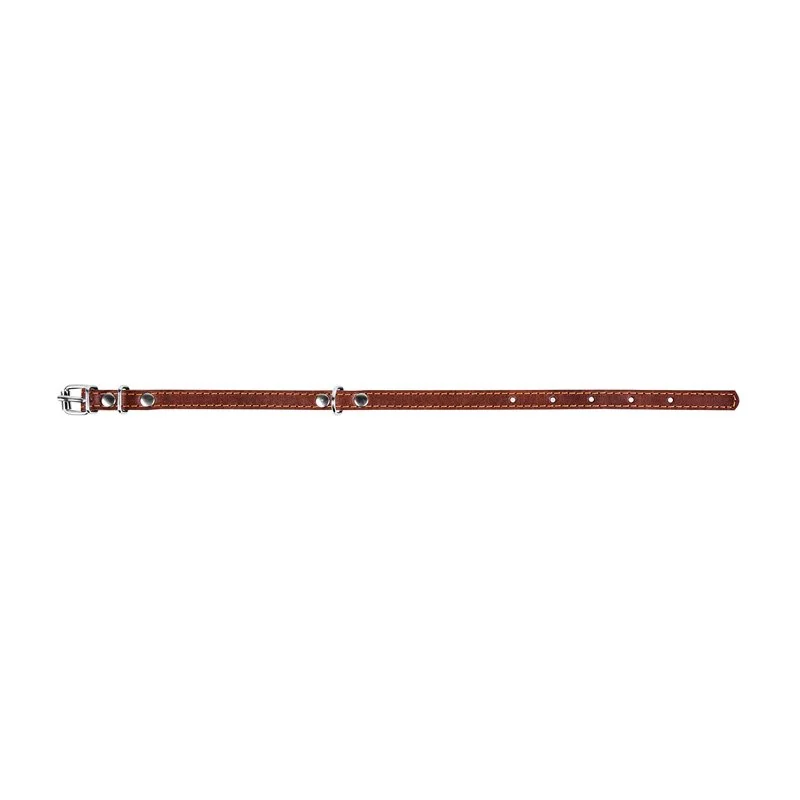 Kožený obojok hnedý, Obvod krku: dĺžka: 22-30cm, širka: 10 mm