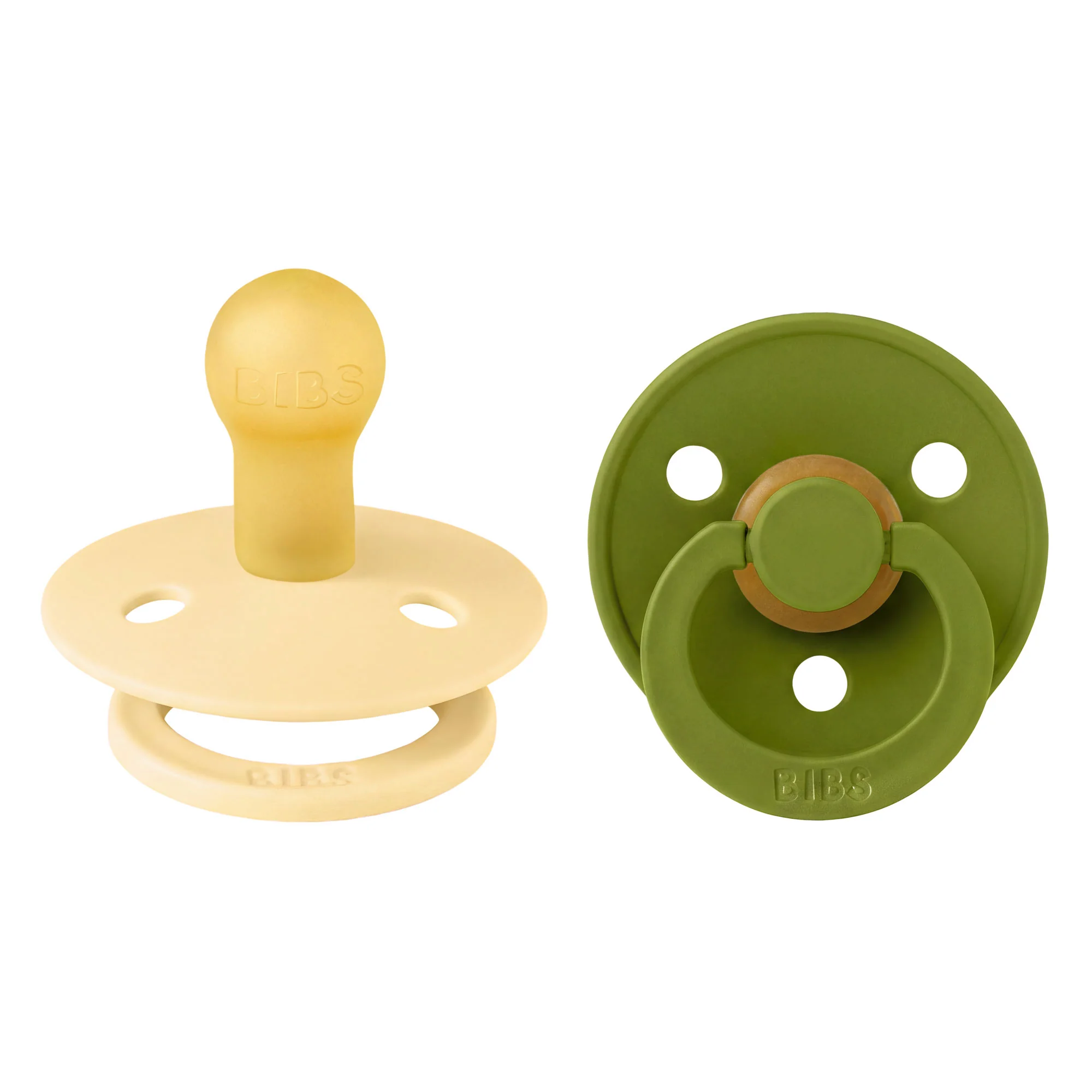 BIBS Colour cumlík z prírodného kaučuku 2ks – veľkosť 1 Pale Butter / Wasabi