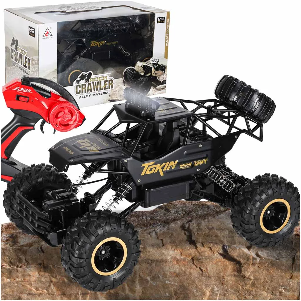 Kovové RC terénne auto 1:12 s pohonom 4 × 4, čierne