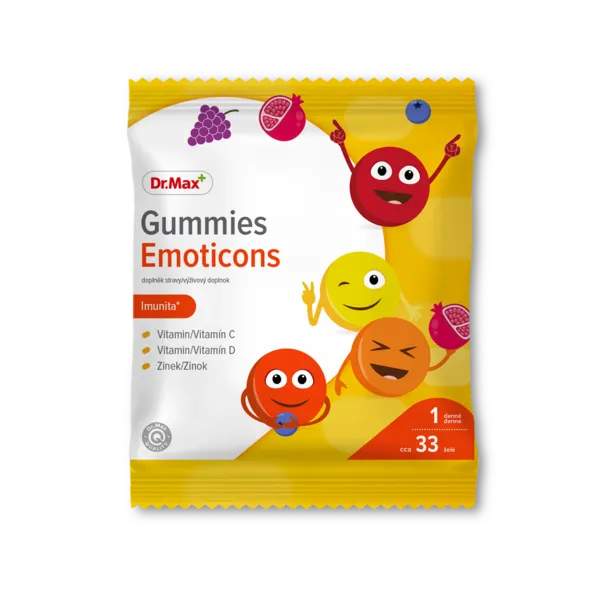 Dr. Max Kids Gummies Emoticons 1×33 ks, ovocné želé s vitamínmi C, D a zinkom
