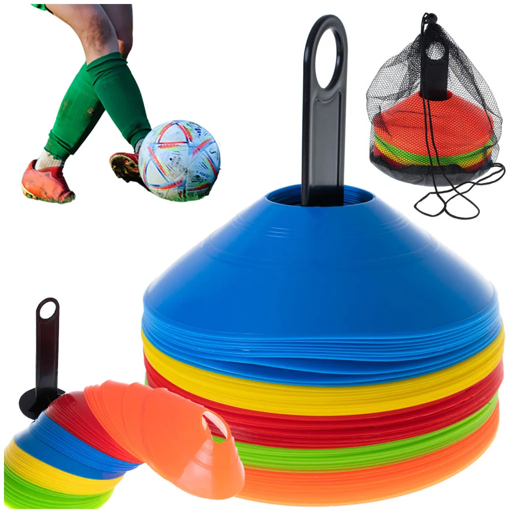 Tréningové kužele „huby“ – futbal, sada 50 ks + stojan