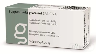 SUPPOSITORIA GLYCERINI SANOVA pre deti 1g 1×5 ks, glycerínové čapíky