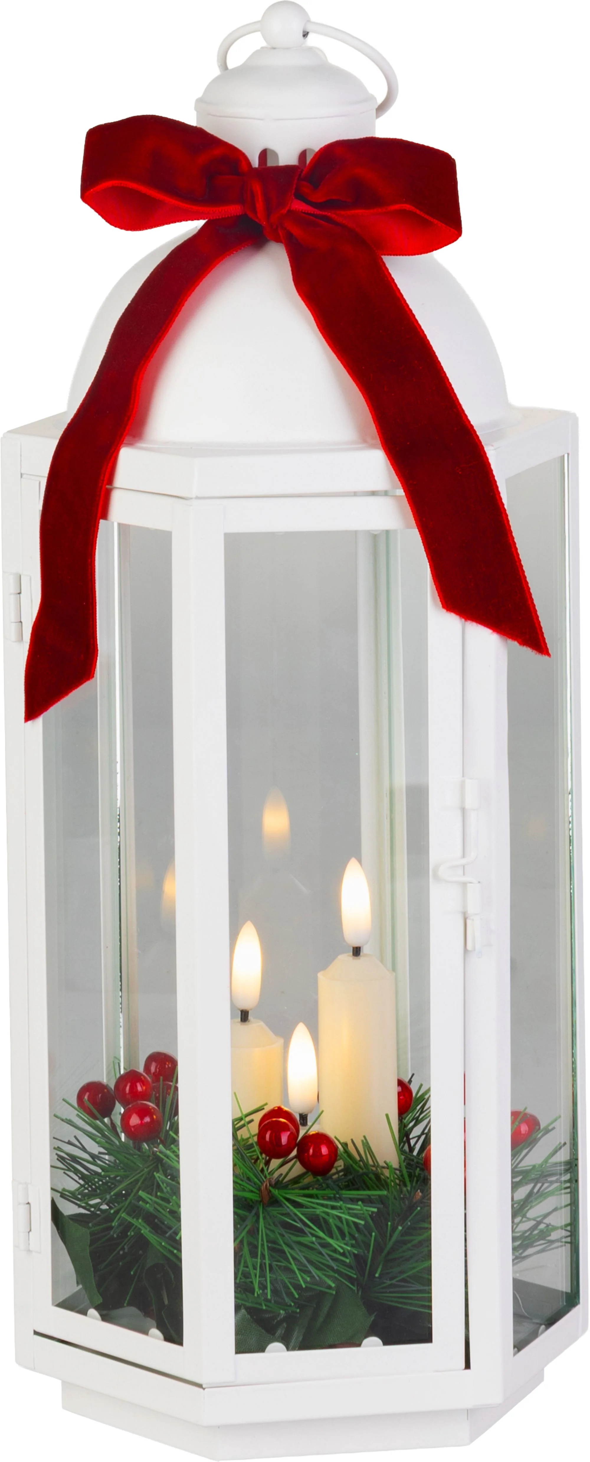 MagicHome vianočný LED lampáš so stuhou, 1 ks 3 LED teplá biela, 3xAAA, IP20, 16x14x38,5 cm