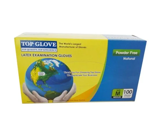 Latexové rukavice TOP GLOVE 1×100 ks, latexové rukavice, veľkosť L
