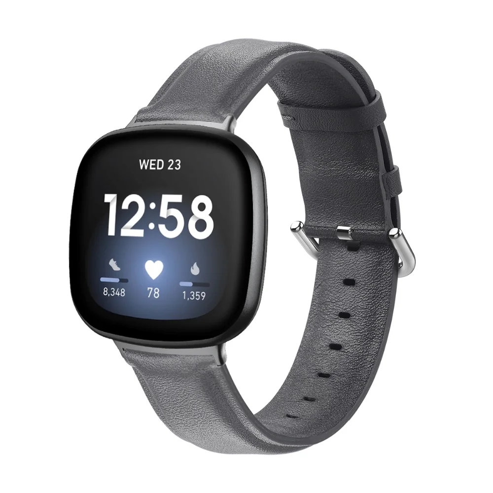 BStrap Leather Lux remienok na Fitbit Versa 3 dark gray