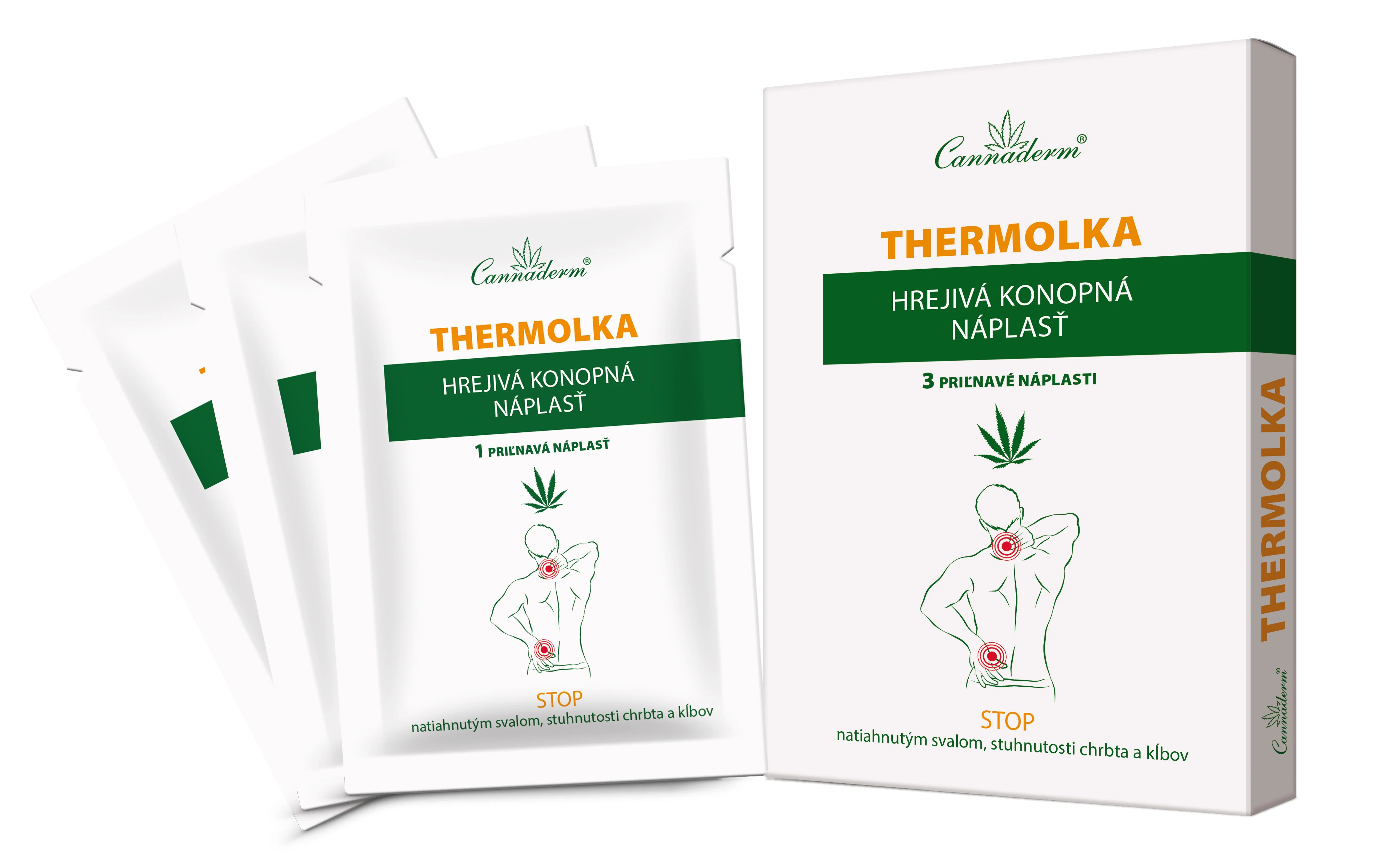 Cannaderm Thermolka hrejivá konopná náplasť 1×3 ks, konopná náplasť