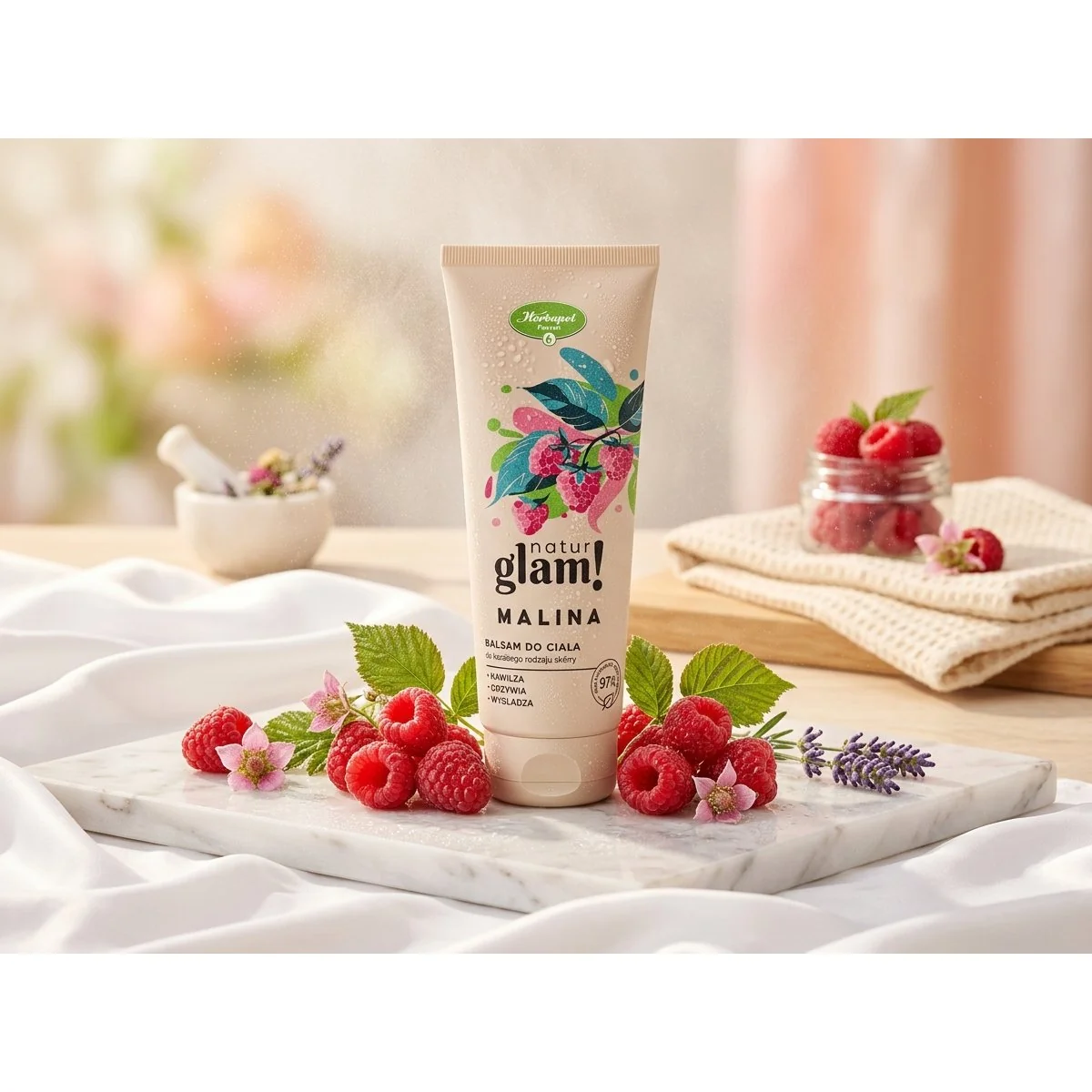NaturGlam Malinový hydratačný telový balzam 250 ml
