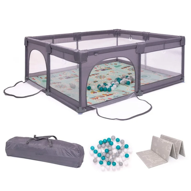 BABYGO ohrádka Playpark Grey s matrací