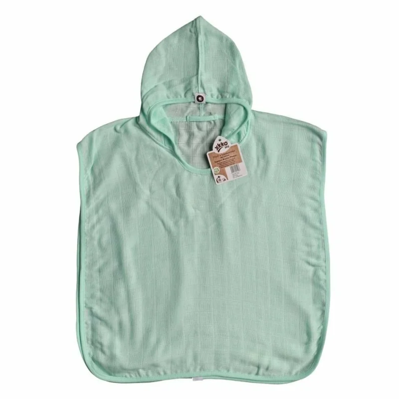 XKKO BMB Colours bambusové pončo s kapucňou, mint, veľ. 2 (2-3 roky)