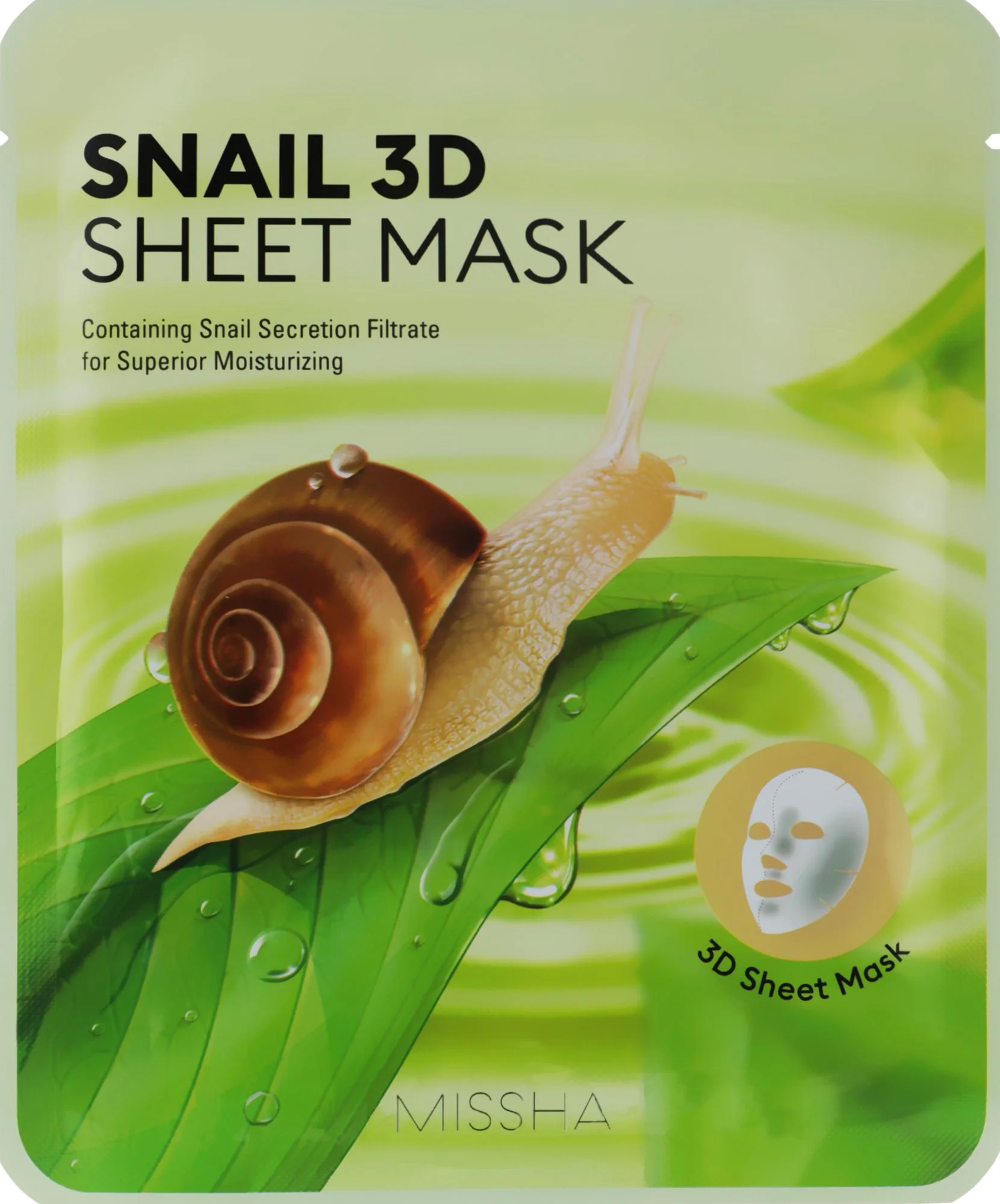 Missha Snail 3D Sheet Mask 23 g / 1 sheet 1×1 ks, slimačia maska na tvár