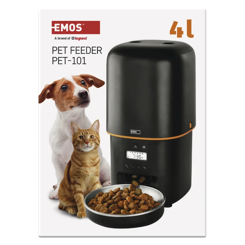 EMOS Dávkovač krmiva Pet Care, 4 l, čierny 1 ks