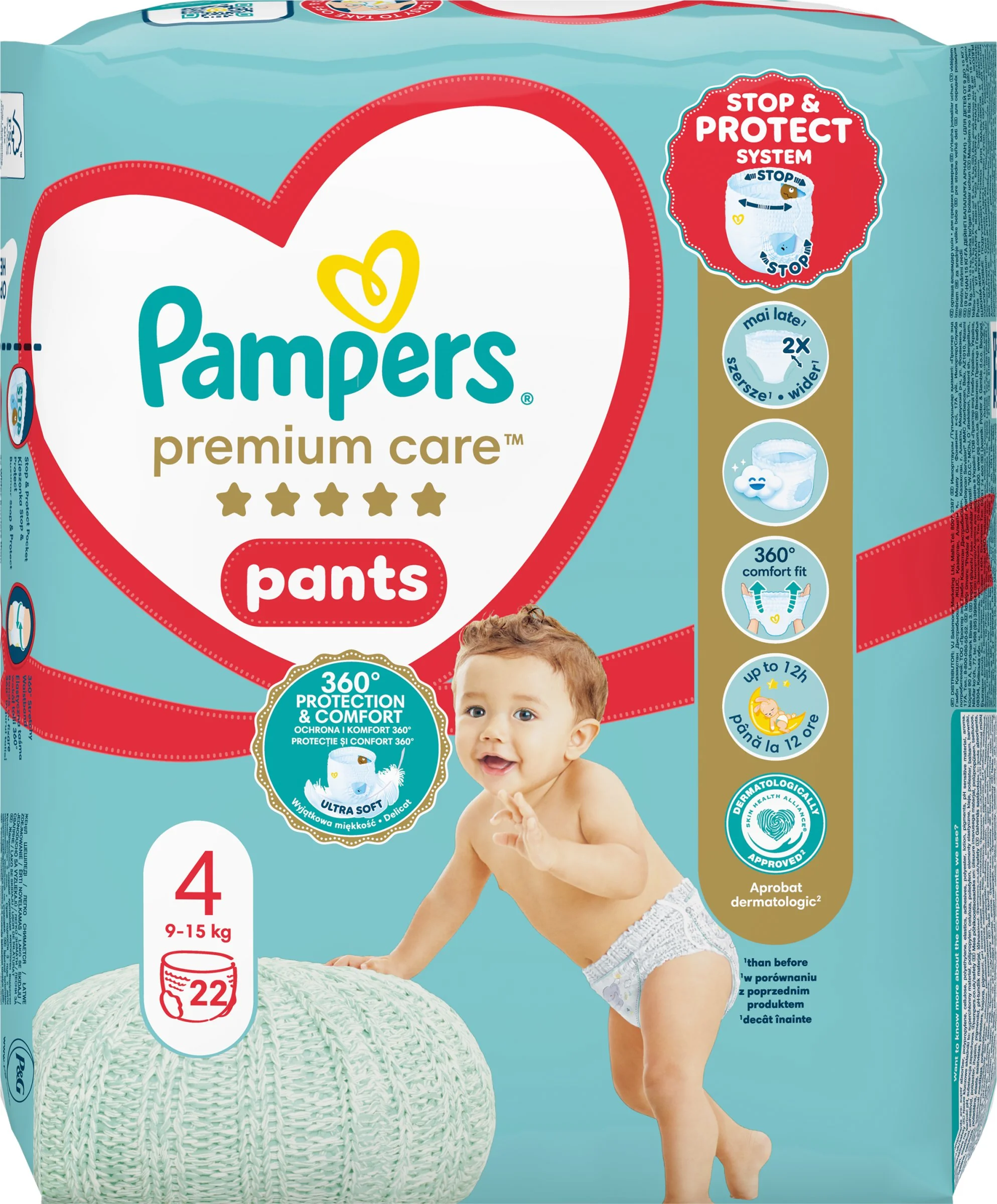 Pampers premium care PANTS CP 4 Maxi 1×22 ks, veľkosť 4, detské plienky