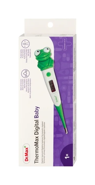 Dr. Max ThermoMax Digital Baby 1×1 ks, digitálny teplomer s ohybnou špičkou, žaba