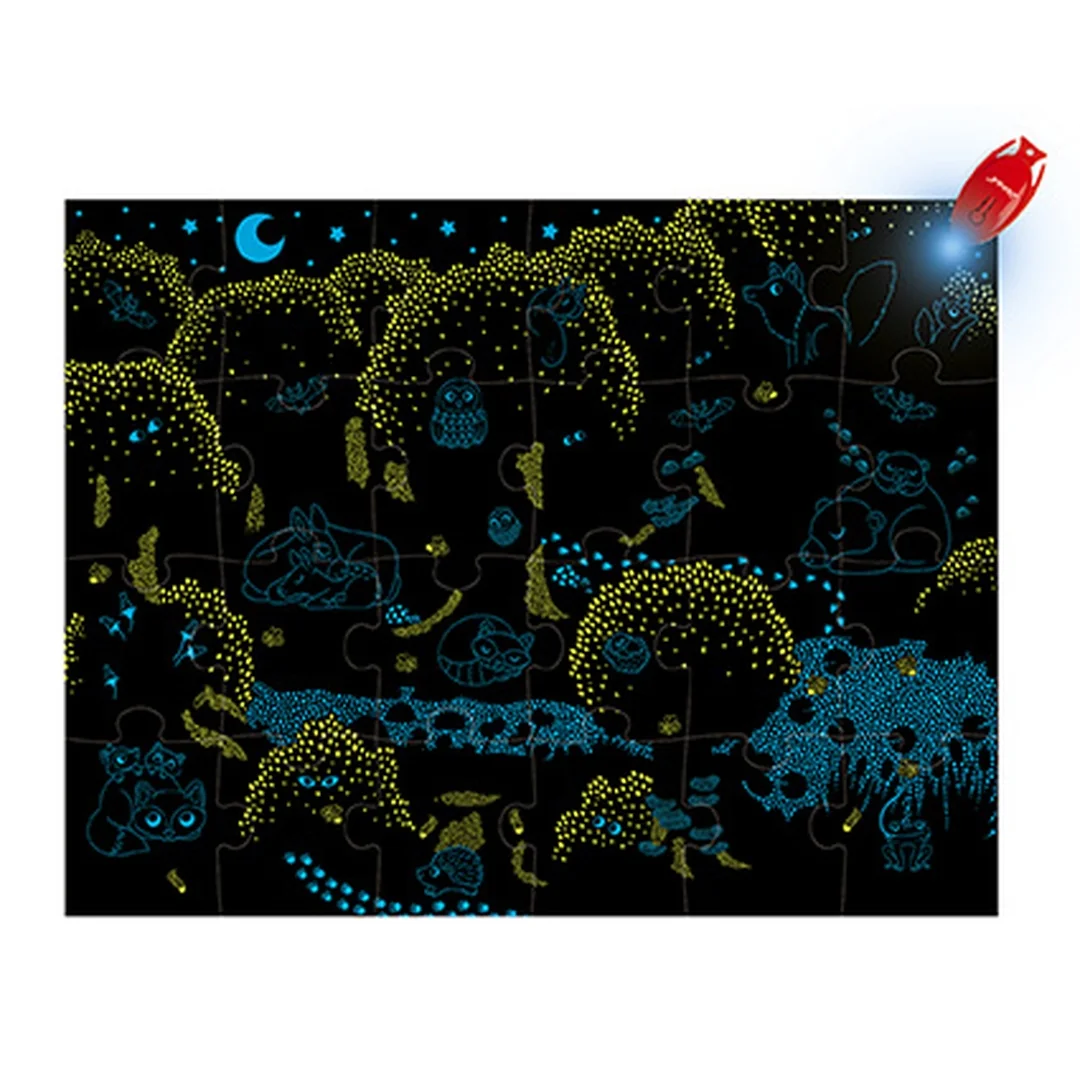 Janod Magické puzzle Les s baterkou 24 ks