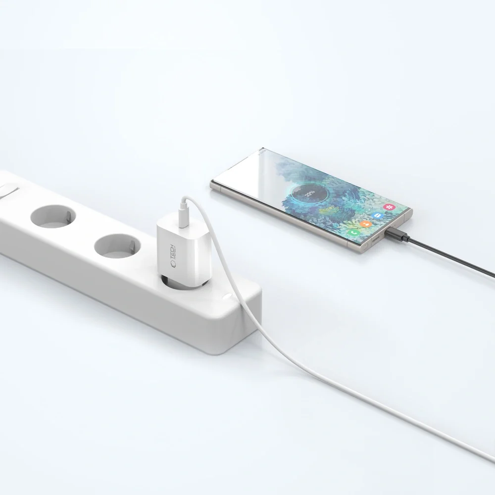 Tech-Protect NC20W sieťová nabíjačka USB-C PD 20W + kábel USB-C, biela