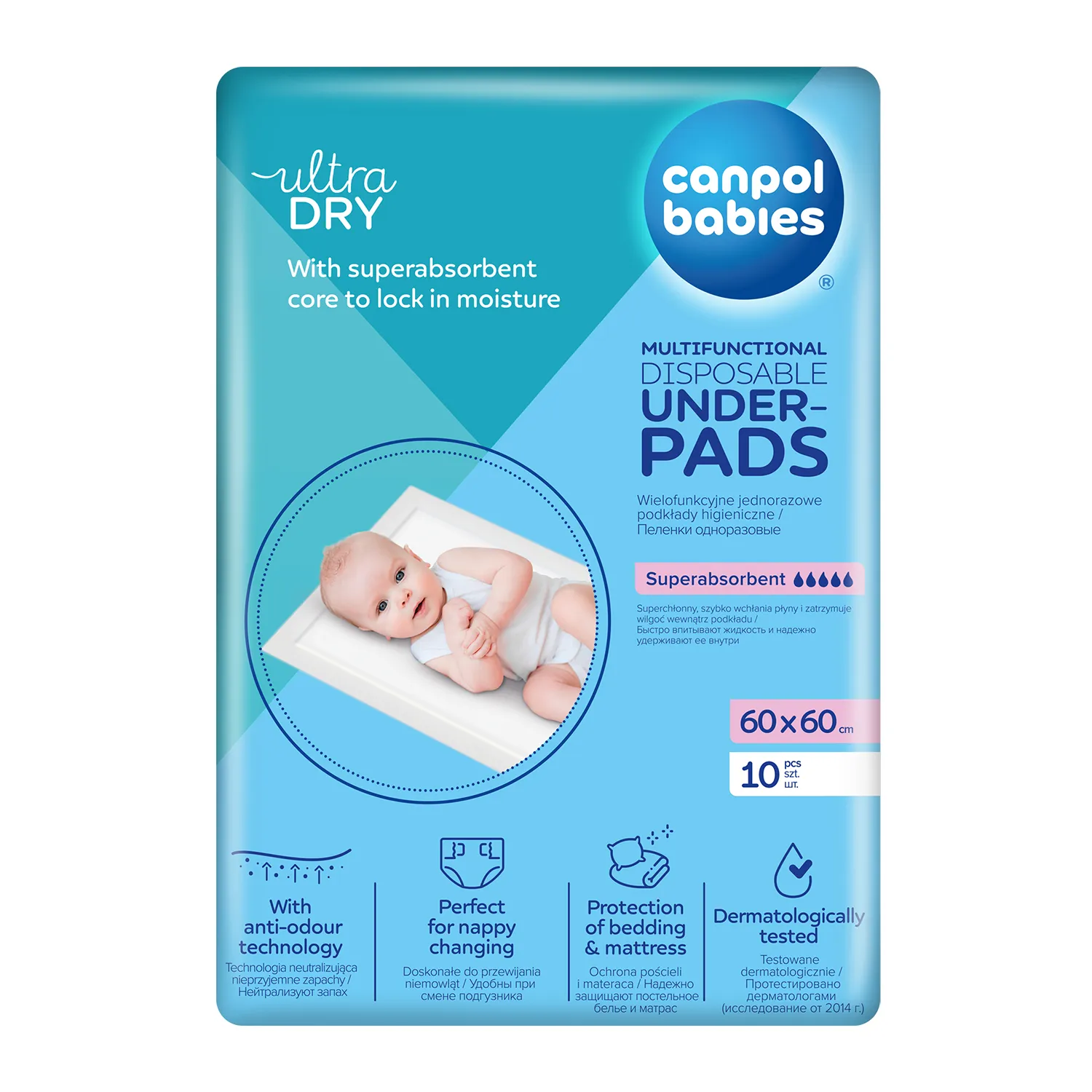 Canpol babies Multifunkčné hygienické podložky 1×10 ks, hygienické podložky 60x60 cm