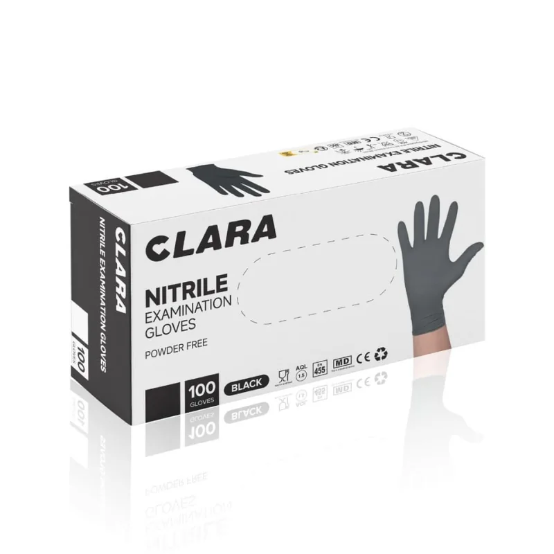 Claro CLARA jednorazové nitrilové rukavice bez púdru čierne L, 100 ks