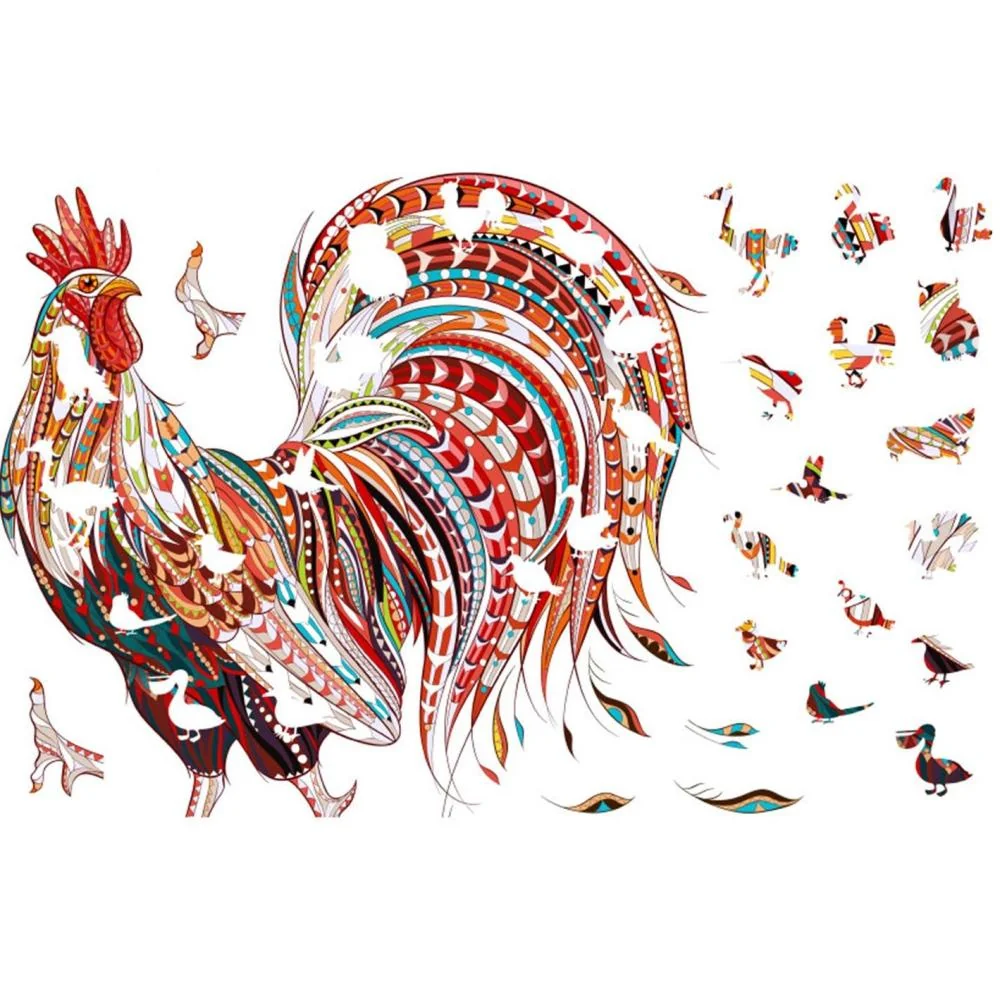 Drevené puzzle Rooster