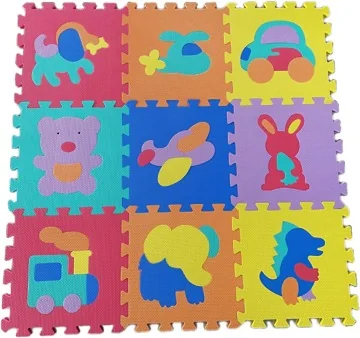 FOAM MASTER TRADING Penová podložka zvieratká a dopravné prostriedky 1×9 ks, penové puzzle