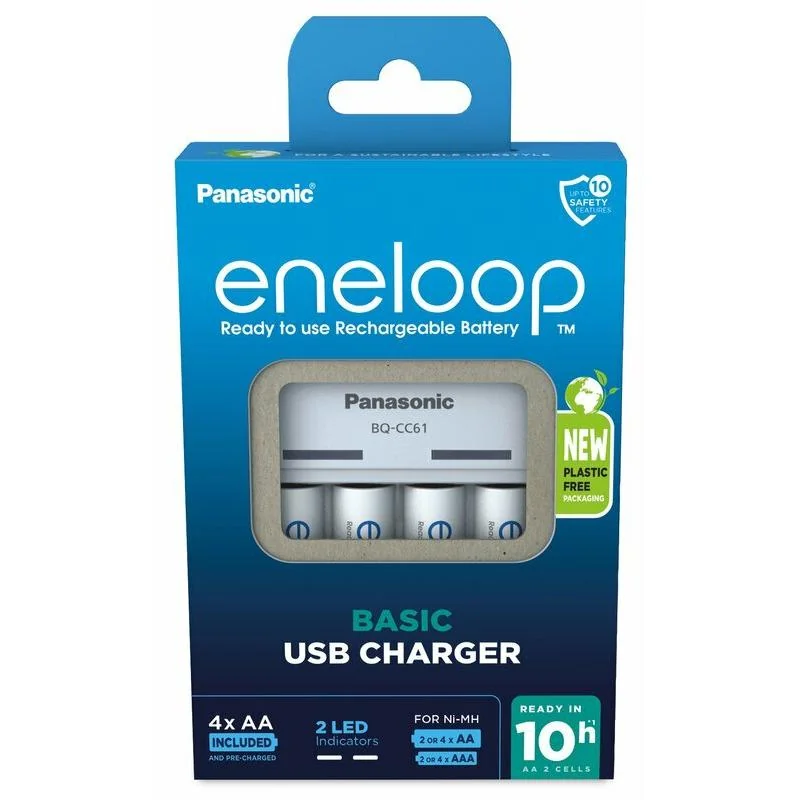 Panasonic ENELOOP EKO nabíjačka BQ-CC61 USB + nabíjacie batérie AA 2000mAh 4ks 