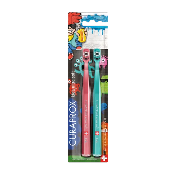 CURAPROX CS KIDs, DUO Grafity edícia 1×2 ks, zubná kefka