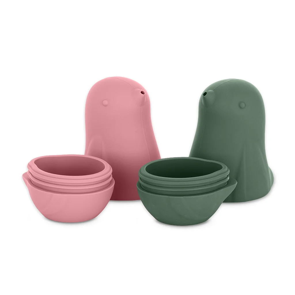 PETITE&MARS Hračky silikónové do kúpeľa Love birds Rose Green 6m+ 1×1 ks, silikónová hračka do kúpeľa
