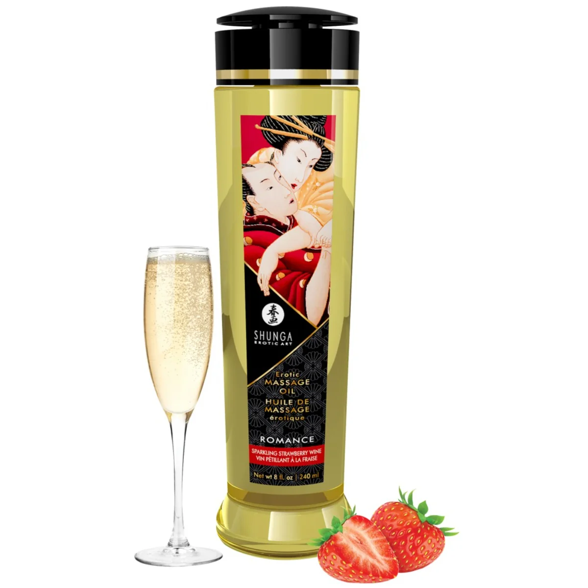 Erotic Massage Oil Romance, jahoda-šampanské, 240 ml