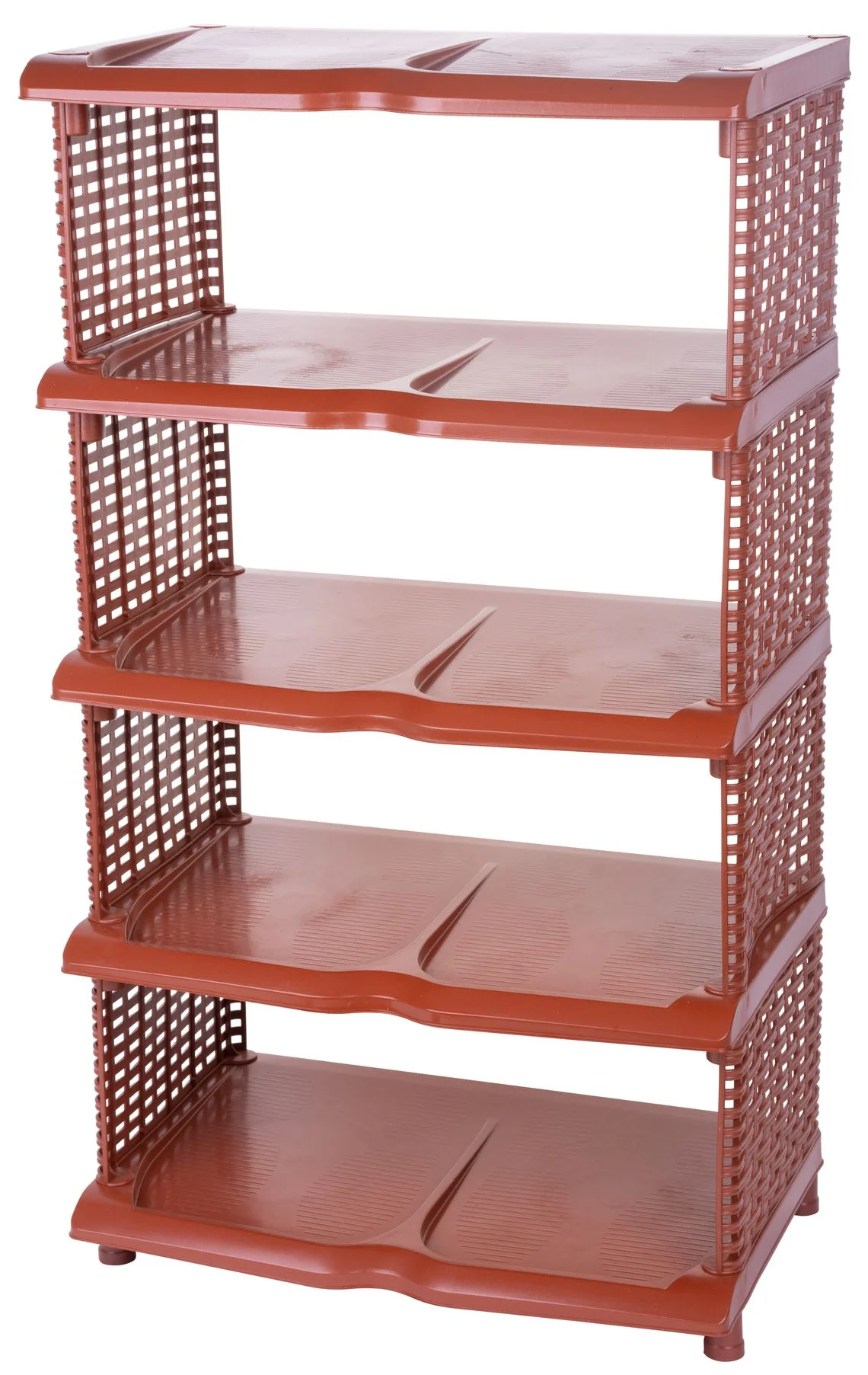 Strend Pro regál na topánky, 1 ks 5 priečok, plast, ratan, 48x30,5x86 cm
