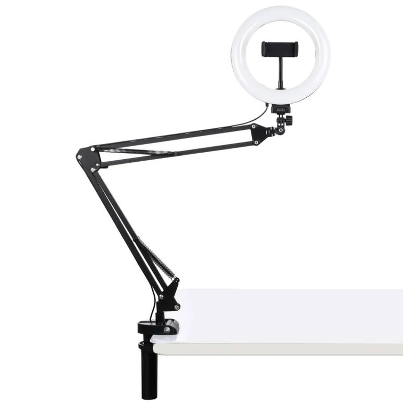 PULUZ Selfie Ring kruhové LED svetlo 7.9'' + držiak na stôl, čierne