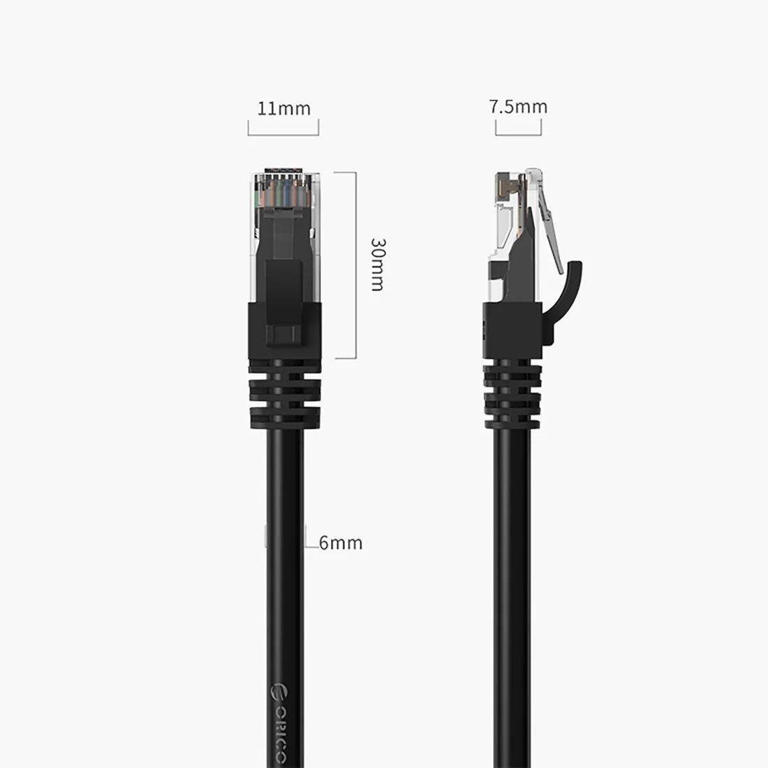 Orico PUG-C6 sieťový kábel LAN CAT6 RJ45 10m, čierny