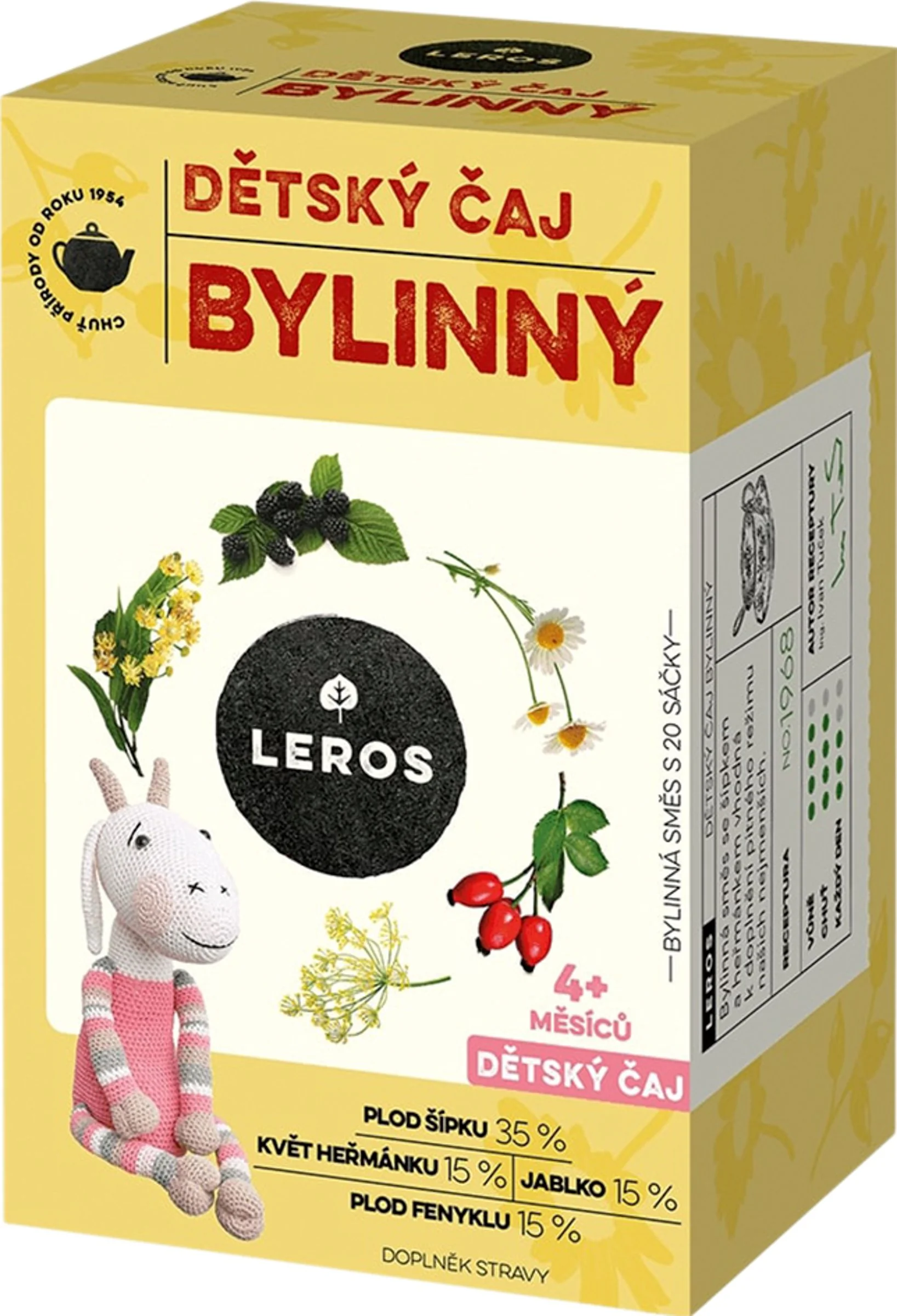 LEROS DETSKÝ ČAJ BYLINNÝ 20×1,8 g, detský bylinný čaj
