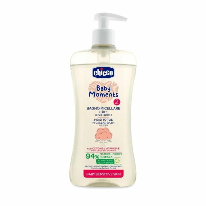 CHICCO Šampón micelárny na vlasy a telo BABY MOMENTS 1×500 ml, s dávkovačom