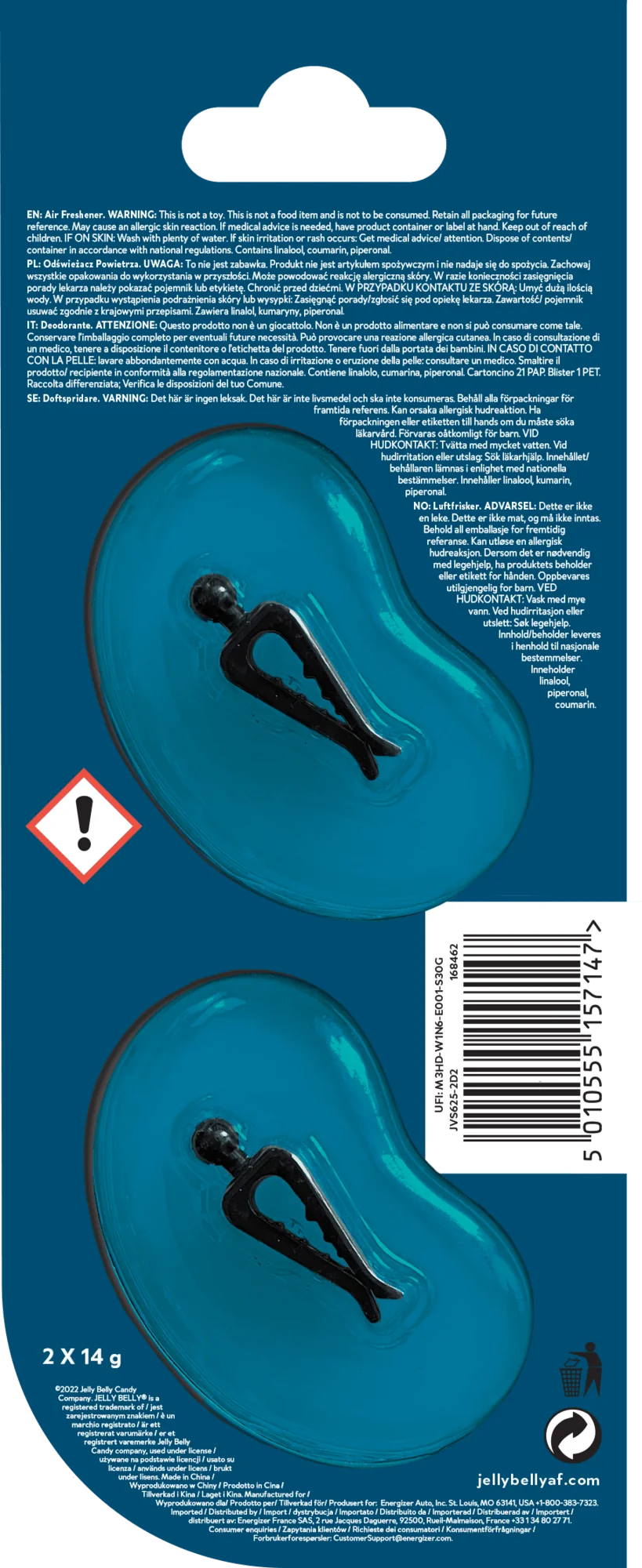 Jelly Belly VENT/CLIP-ON Blueberry osviežovač vzduchu na ventilačnú mriežku, čučoriedka