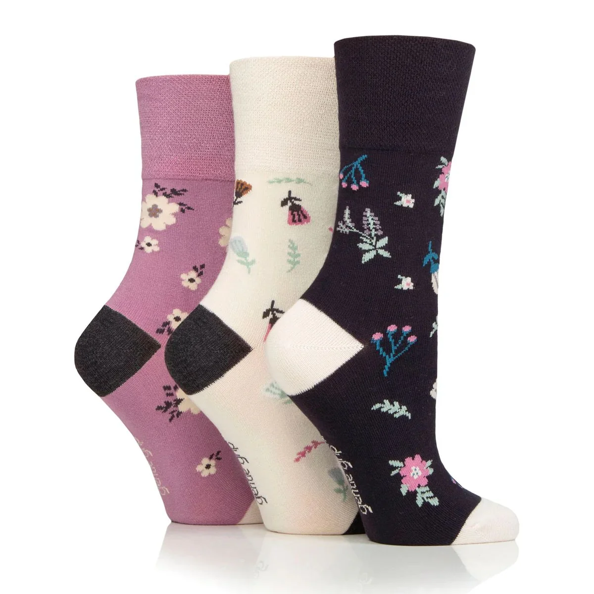 Dámske módne 3 páry Gentle Grip Bambus ponožky BOTANICAL BLOOM Veľkosť ponožiek 37-42