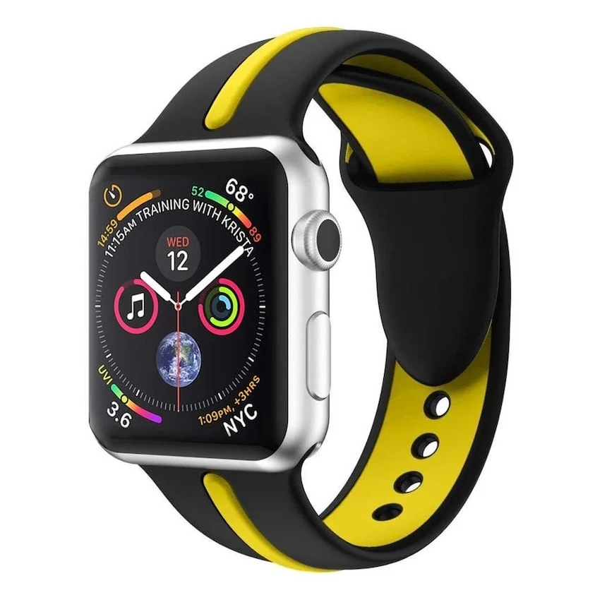BStrap Silicone Line remienok na Apple Watch 38/40/41mm Black Yellow