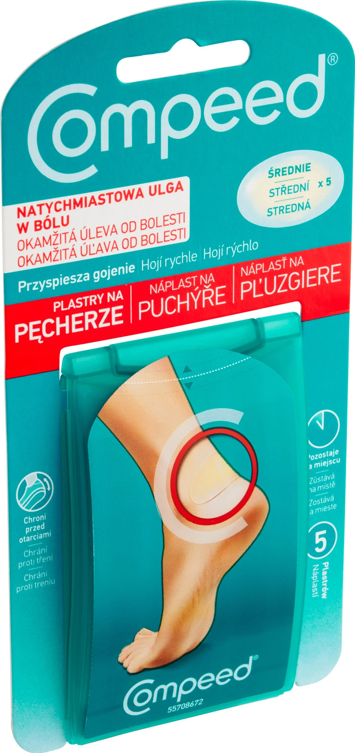 Compeed NÁPLASŤ na pľuzgiere na nohách stredná 1x5 ks