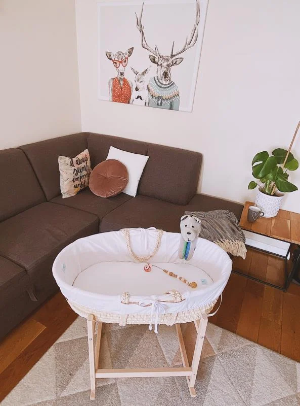 AHOJBABY Stojan hojdací na Mojžišov košík pre bábätko RockingBaby Natural bez laku 1×1 ks, hojdací stojan