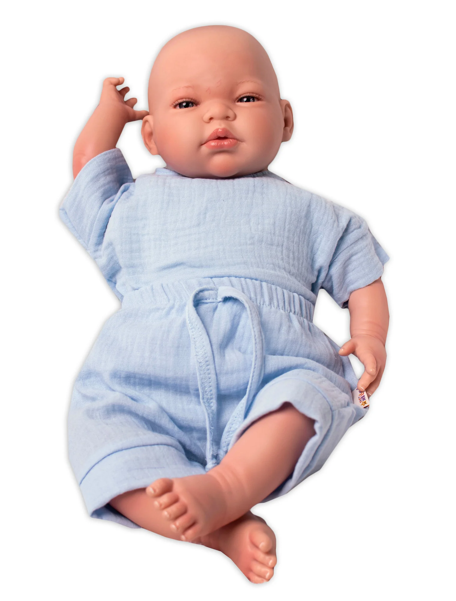 2-dielna mušelínová súpravička, tričko + kraťasky BOY, svetlo modrá