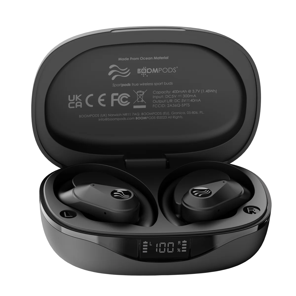 BOOMPODS sportpods OCEAN  bezdrôtové slúchadlá čierne